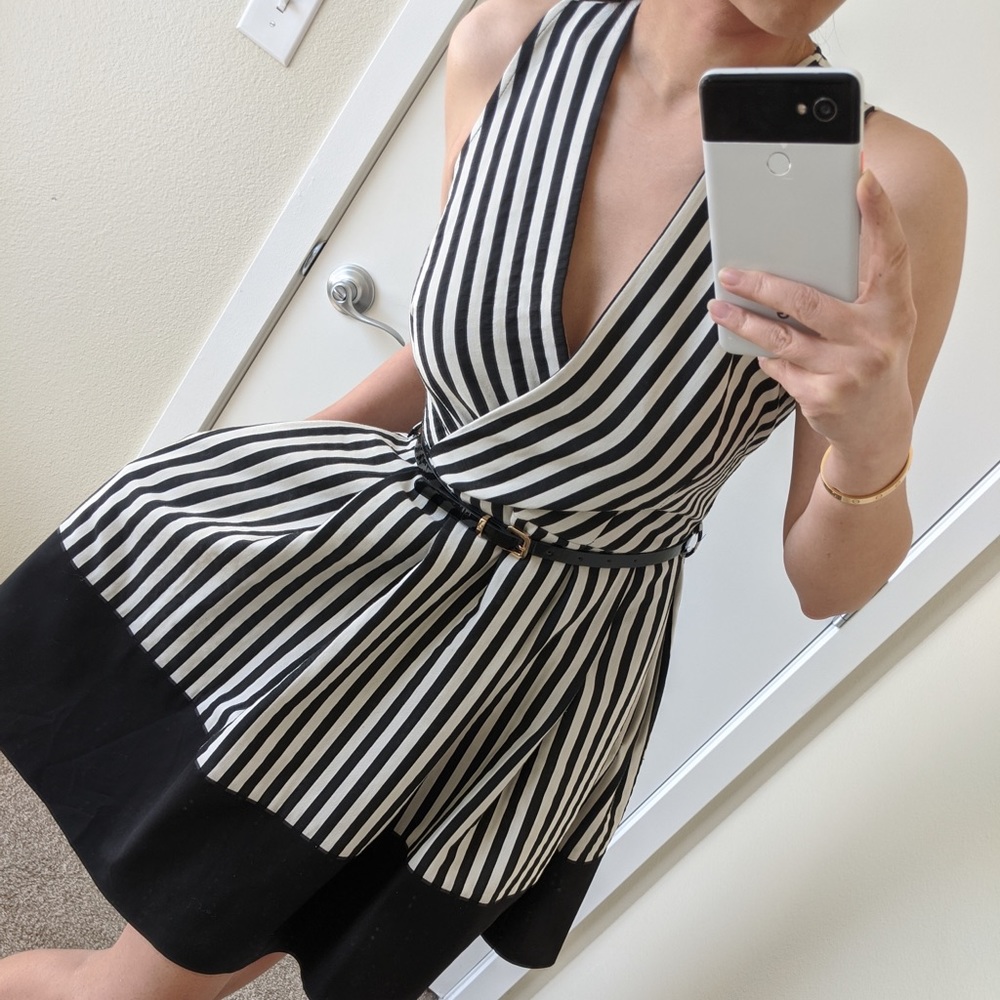Stripe dress with belt